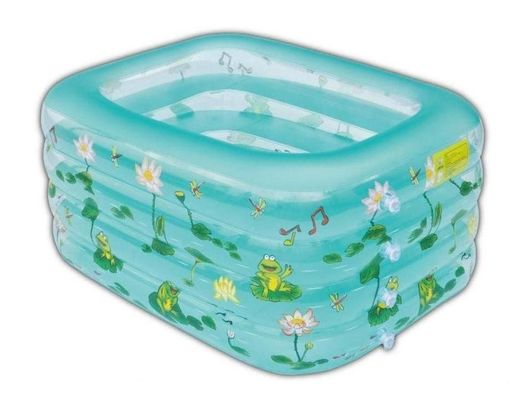 Summer Plastic Inflatable Swimming Pools Blue Square 4 Ring For Kids