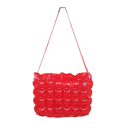 OEM Fashion Ruby Red Mini Shoulder Clear PVC Bags With Hubble-Bubble Design