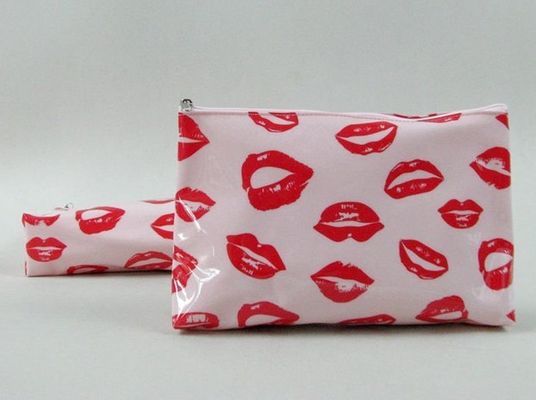 Red Small Clear PVC Bags With Zip Lock For Makeup Product