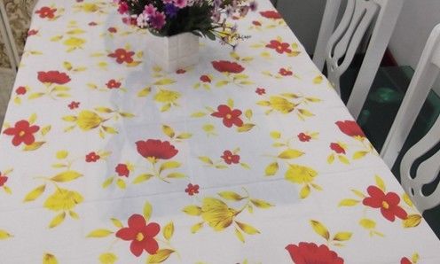 Hard Wearing PVC Table Cloths Eco-Friendly Flower Printed For Hotel