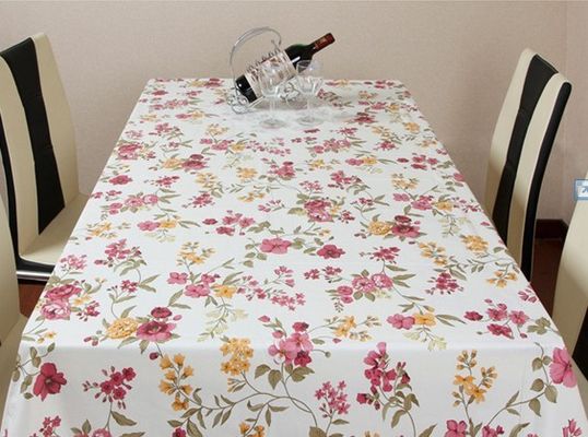Hard Wearing PVC Table Cloths Eco-Friendly Flower Printed For Hotel