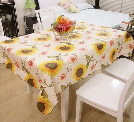 Flower Printed PVC Table Cloths , Waterproof Table Cover OEM / ODM