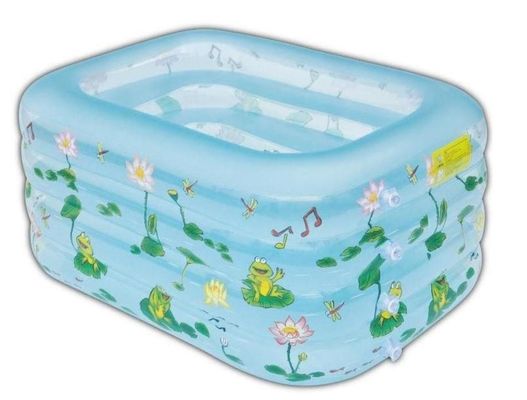 Summer Plastic Inflatable Swimming Pools Blue Square 4 Ring For Kids