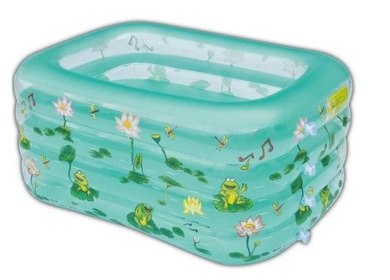 Summer Plastic Inflatable Swimming Pools Blue Square 4 Ring For Kids