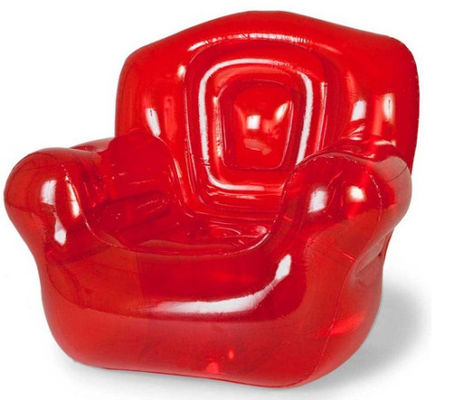 Clear Pink Plastic Inflatable Sofa Chair 0.4mm Pvc Blow Up For Home